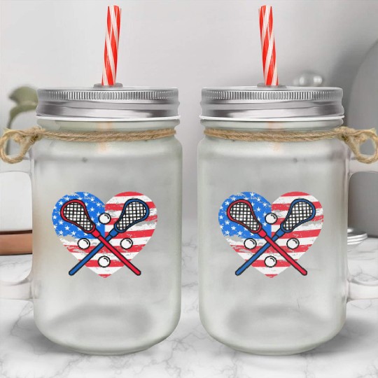 Lacrosse US Flag Mason Jar Cups
