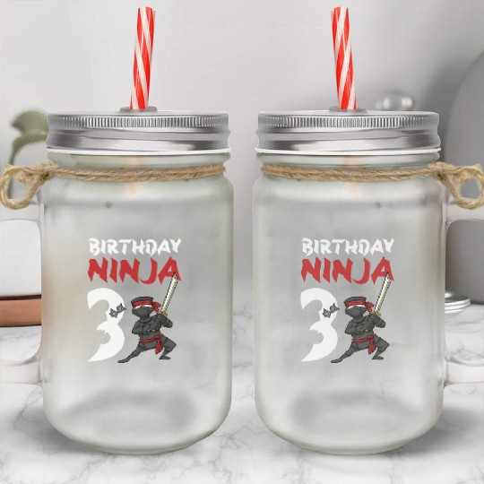 Birthday Party 3 Years Old Japanese Ninja Birthday Mason Jar Cups