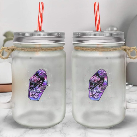 Coffin of Roses Mason Jar Cups