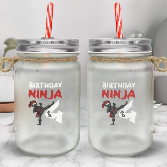 Birthday Party 4 Years Old Japanese Ninja Birthday Mason Jar Cups