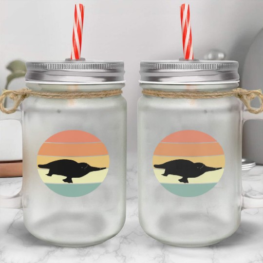 Retro Platypus Mason Jar Cups