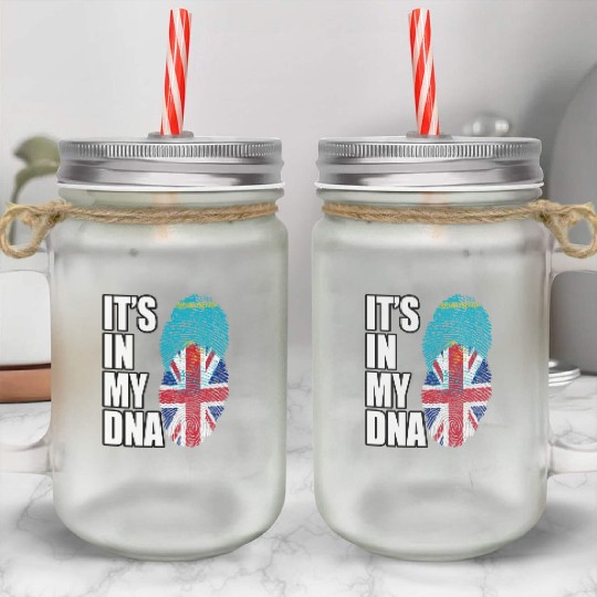 Kazakhstani And British Mix Heritage DNA Flag Mason Jar Cups