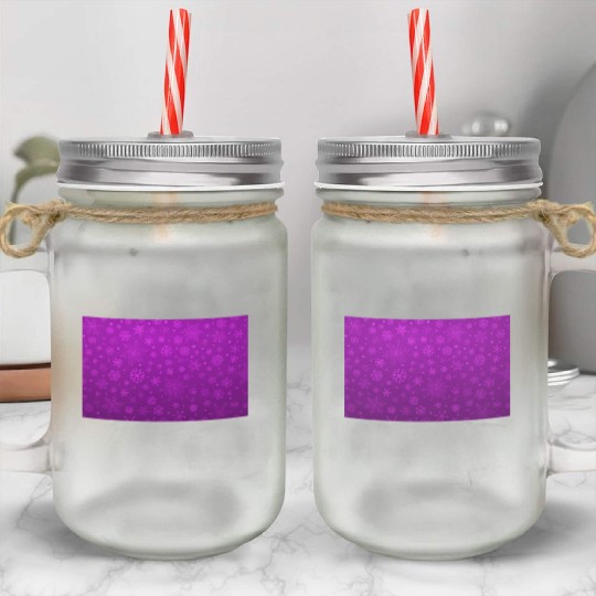 Abstract Purple Snowflakes Pattern Mason Jar Cups