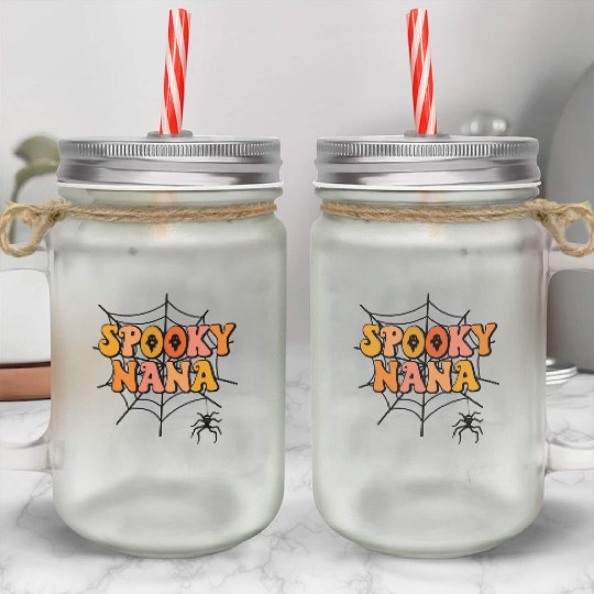 Cute Spooky Nana Halloween Grandma Mason Jar Cups
