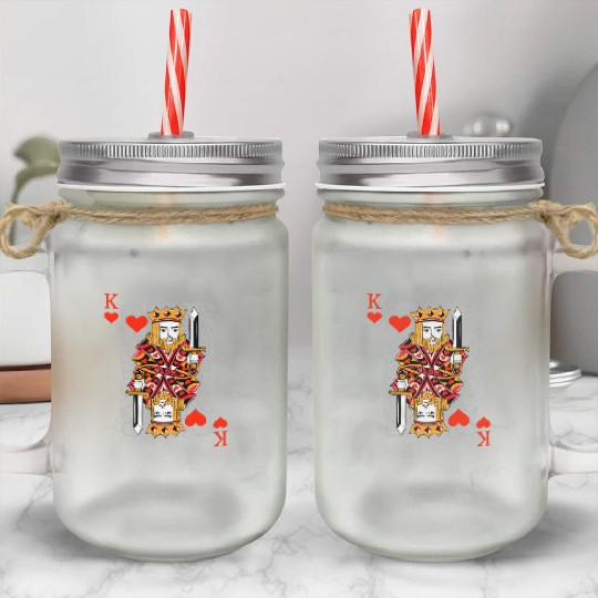 King of Hearts Blackjack Cards Poker 21 K Couple M Mason Jar Cups