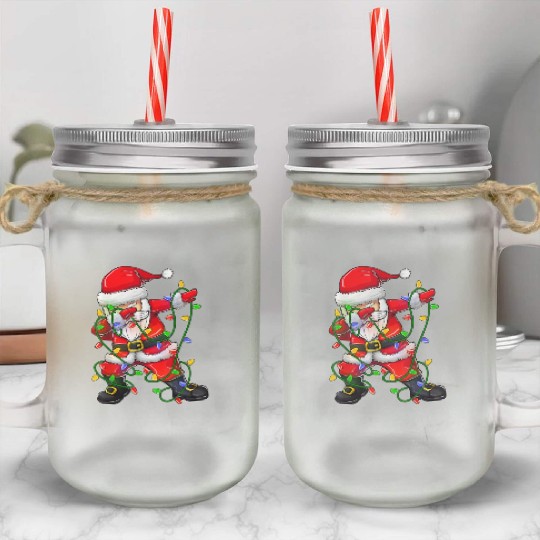 Dabbing Santa Mason Jar Cups for Boys Girls Christmas Tree