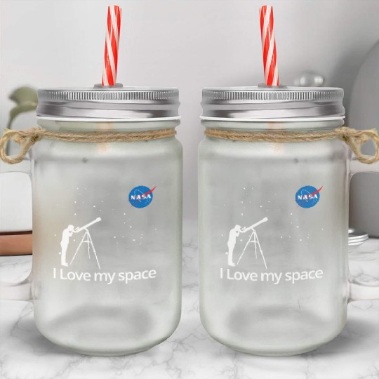 NASA I Love My Space Telescope Galaxy Mason Jar Cups