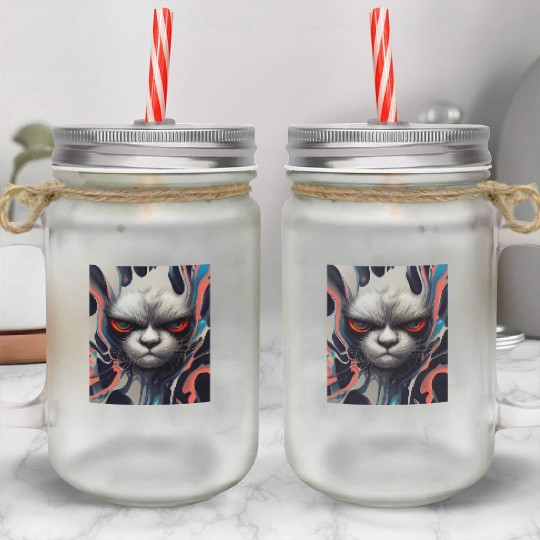 Angry Cat Mason Jar Cups
