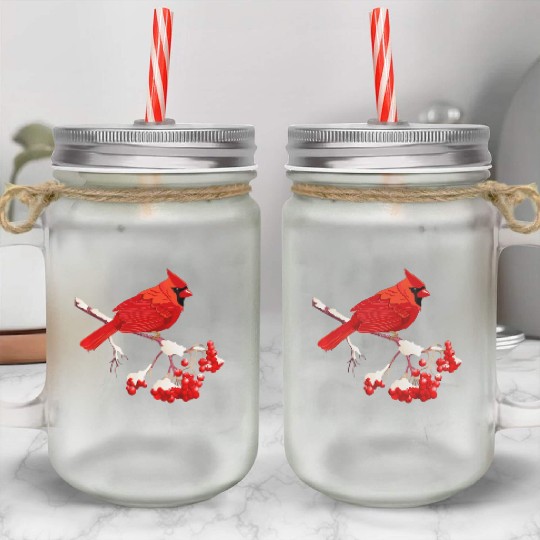 Awesome Red Cardinal Birds Gift Nature Lover Funny Mason Jar Cups