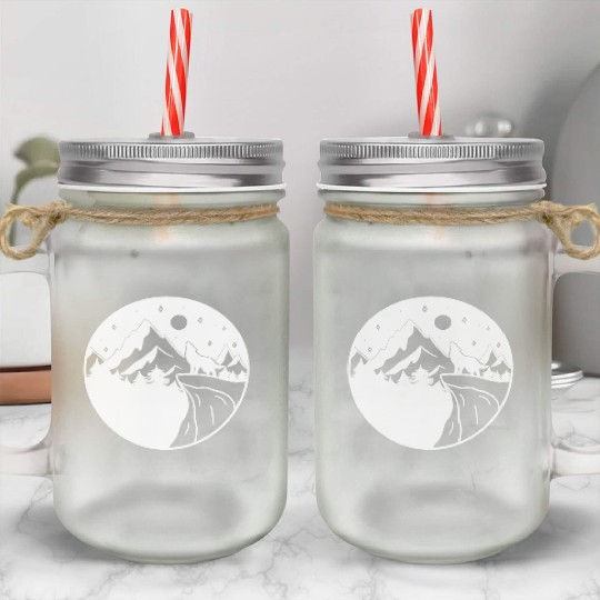 Wolf on the Mountain Mason Jar Cups