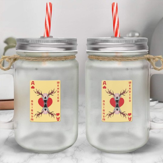 Folk Creature Card Wendigo Halloween Cryptid Mason Jar Cups