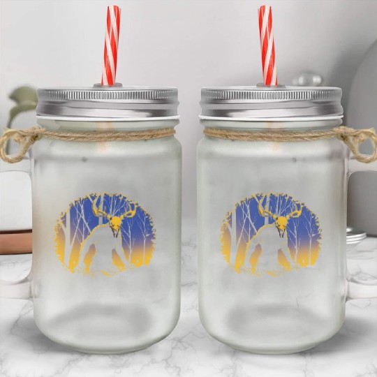 Wendigo Folk Creature Forest Cryptid Halloween Mason Jar Cups