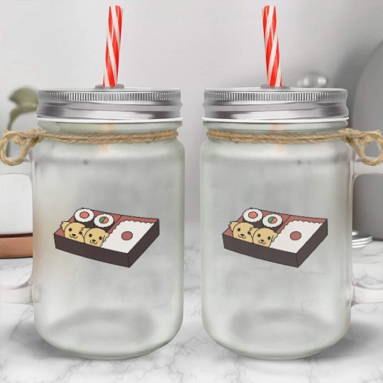 Sushi Bento Box Golden Retriever Mason Jar Cups