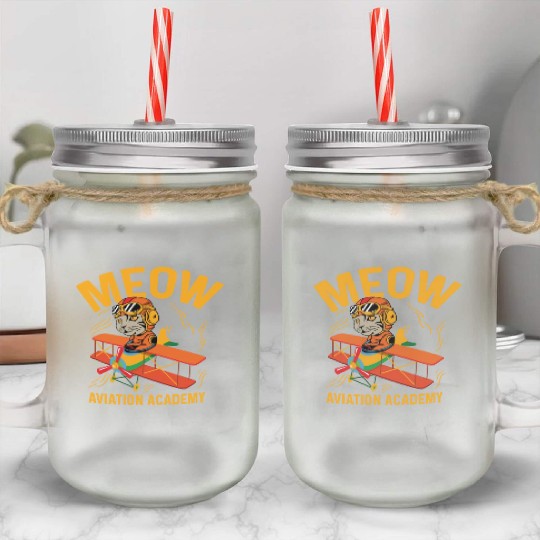 Meow Aviation Academy Co-Pilot Gift Mason Jar Cups