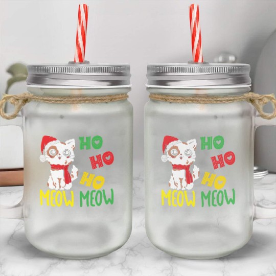 Cat Whisperer Christmas Day Cat Lover Kitty Meow Mason Jar Cups