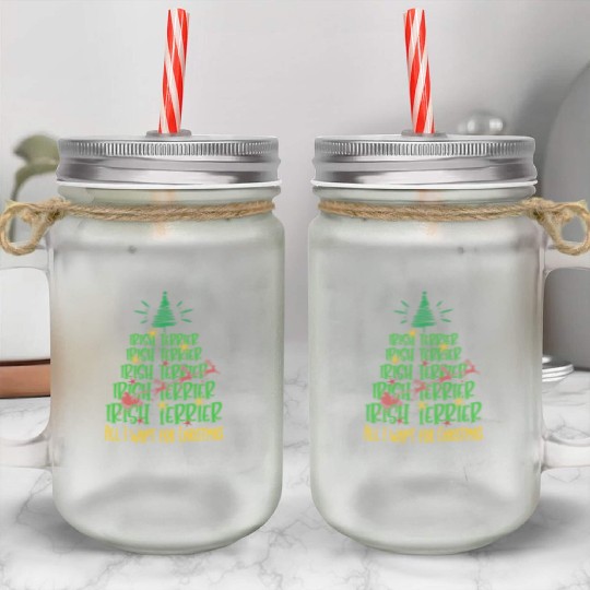 Irish Terrier Christmas Dog breed Christmas Tree Mason Jar Cups
