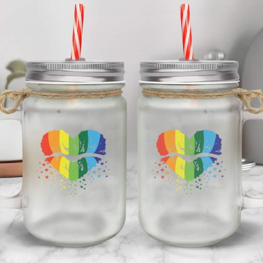 LBGT Flag Gay Pride Human Vintage Rainbow Mason Jar Cups