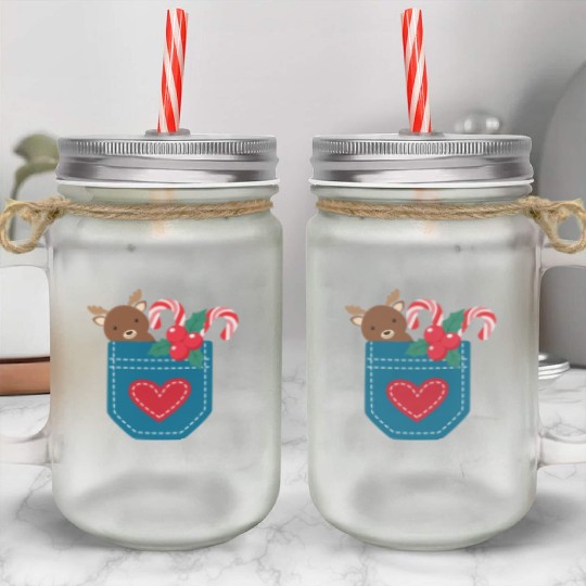 Christmas moose peppermint pocket Mason Jar Cups