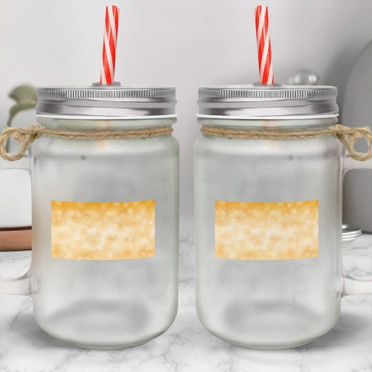 Orange Christmas Snowflakes Bokeh Winter Mason Jar Cups