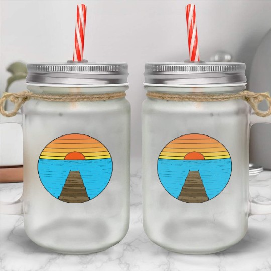 Footbridge sunrise Mason Jar Cups