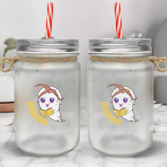 Cute Ghost Book Reading for teacher booooks Mason Jar Cups