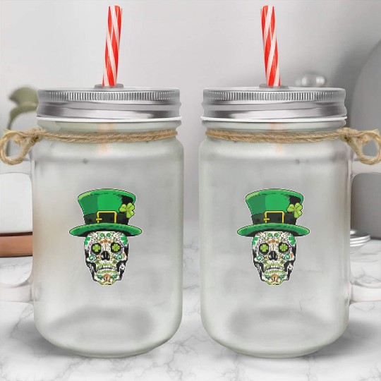 Sugar Skull | St Patricks Day of the Dead Mason Jar Cups