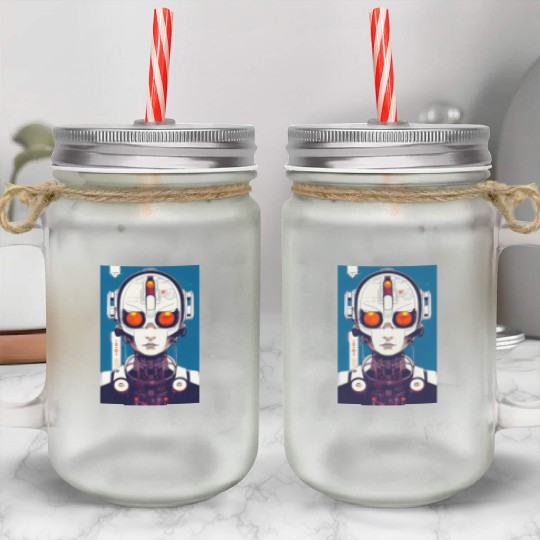 Cyberpunk Chibi Girl Mason Jar Cups