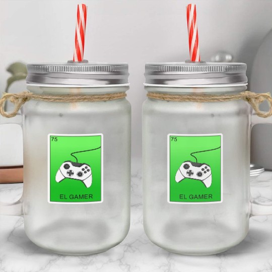 El Gamer Video Gaming Card Mexican Lottery Card Mason Jar Cups