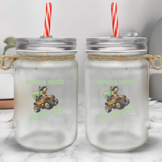 Monster Trucks Are My Jam Vintage Retro Mason Jar Cups