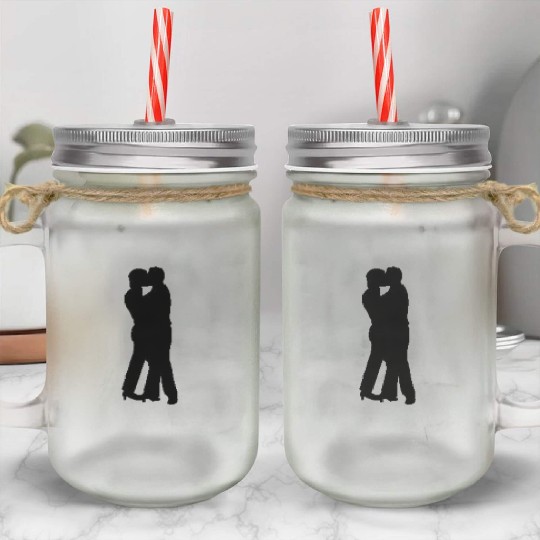 Couple kissing Mason Jar Cups