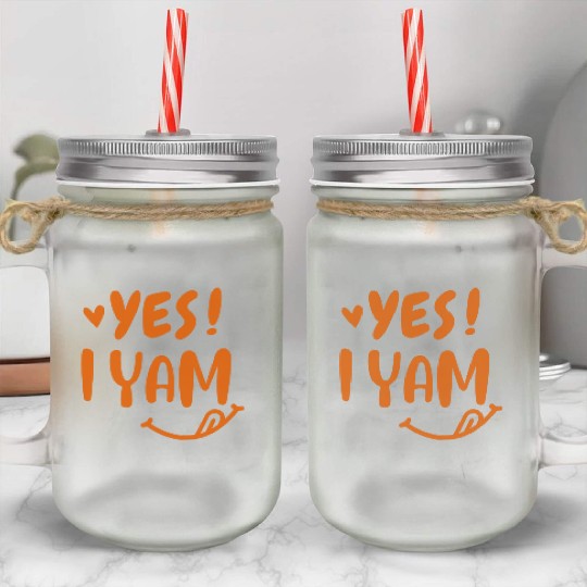 I yam my sweet potato for matching couple Mason Jar Cups