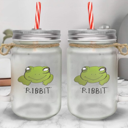 Froggy Fog "Ribbit" Funny Frog Mason Jar Cups smiling rep