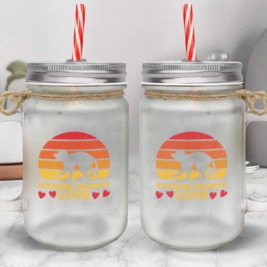 I love squirrel monkeys sunrise design Mason Jar Cups