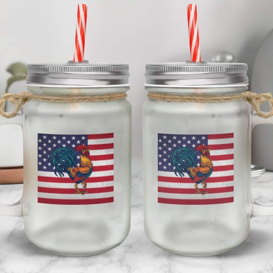 Rooster Cock Mason Jar Cups