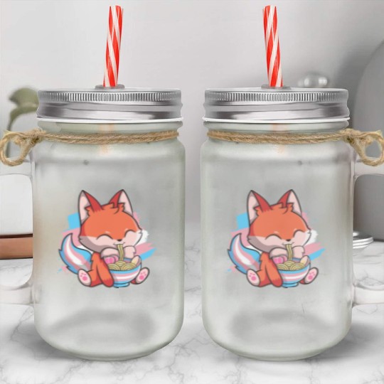 Transgender Pride Kawaii Fox Ramen Noodles Trans F Mason Jar Cups