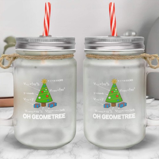 Funny Math Geometry Christmas Tree Teacher Mason Jar Cups