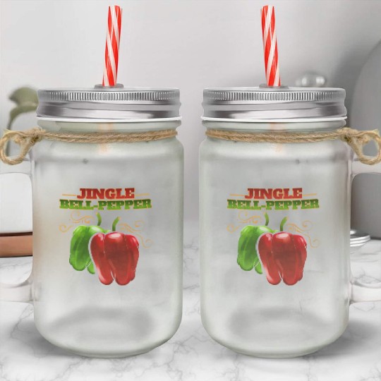 Red And Green Jingle Bell Pepper For Christmas Mason Jar Cups