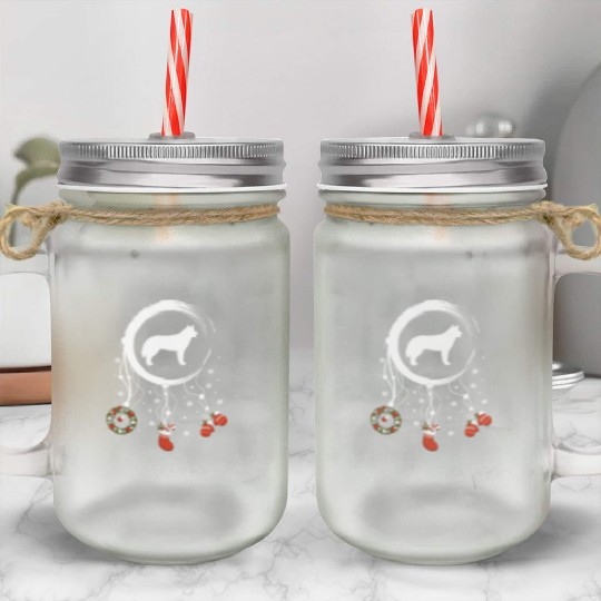 dog dreamcatcher Christmas Akita Mason Jar Cups