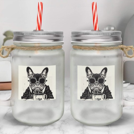 I love dog and coffee Mason Jar Cups