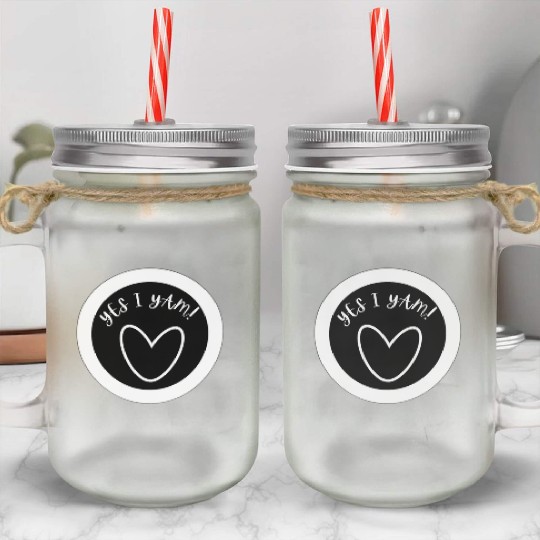 YES I YAM, THANKSGIVING MATCHING COUPLE DESIGN Mason Jar Cups