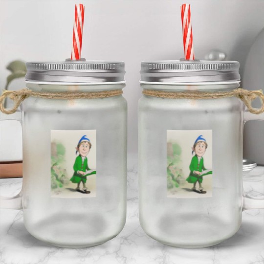 Elf with a book Mason Jar Cups