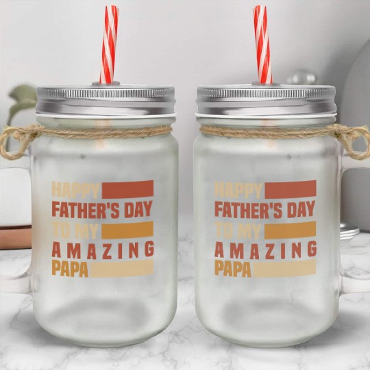 Happy Father's Day To My Amazing Step Dad Mason Jar Cups