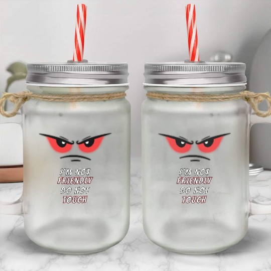 I'm not Friendly Do Not Touch, Funny memes Mason Jar Cups