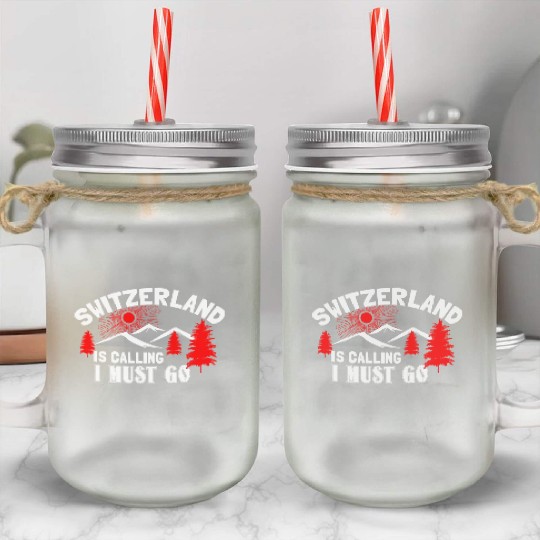 Switzerland Alps Origin Gift Idea Mason Jar Cups