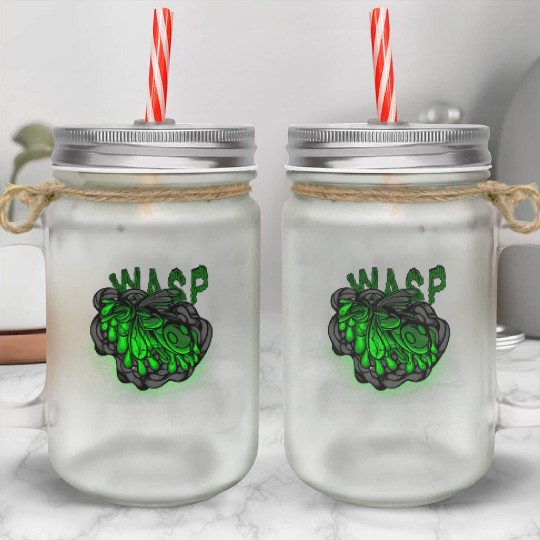 Iron Toxic Neon Wasp Design Mason Jar Cups