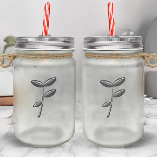 plant icon nature gray leaves Mason Jar Cups