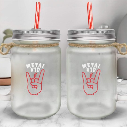 Bolt Rock Sign Rock Hand Metal Kid Music Lover Mason Jar Cups