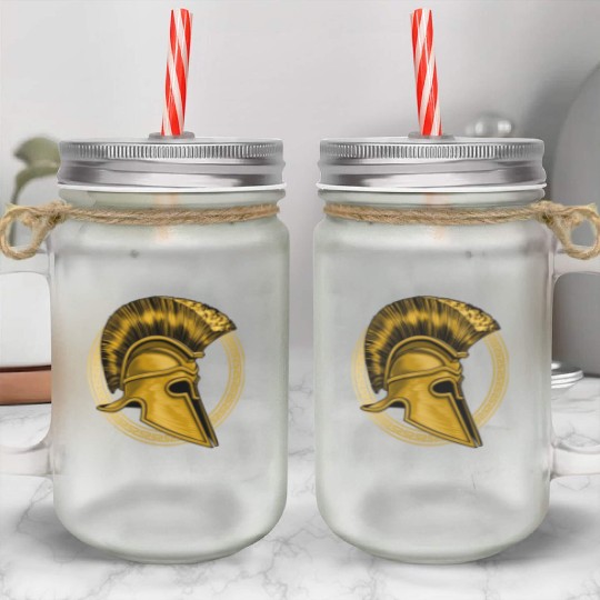 Gold Gladiator Sparta Greek Gym Workout Mason Jar Cups