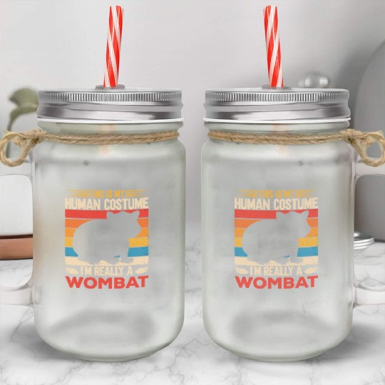 Combat Wombat For A Wombats Lover Mason Jar Cups