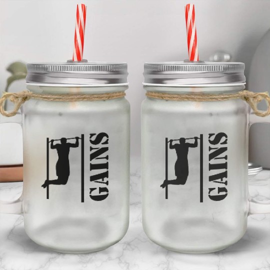 Bodybuilder Workout Pull Postal Service Back Exercise Gift Mason Jar Cups